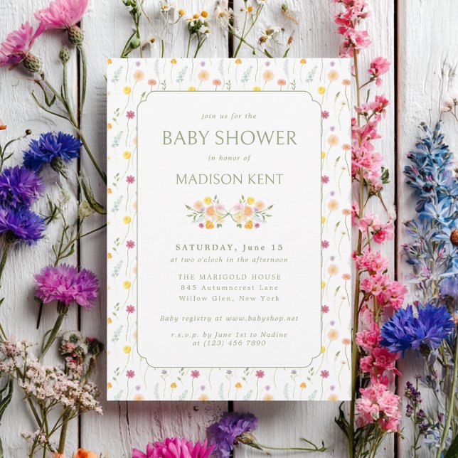 Invitation Preppy Floral Spring Summer Flowers Baby Shower (Créateur téléchargé)