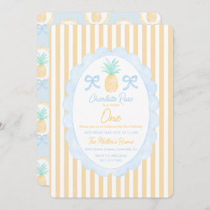 Invitation Preppy Girls Été Ananas Premier anniversaire