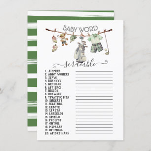Invitation Preppy Golf Clothesline Baby Word Scrambule