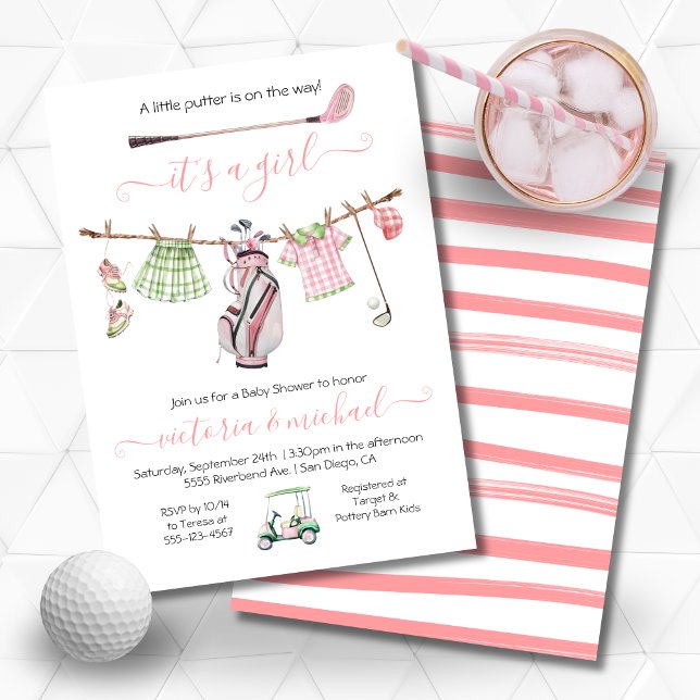 Invitation Preppy Golf Girl Baby shower fille (Créateur téléchargé)