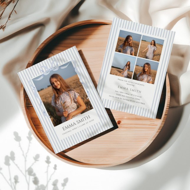 Invitation Preppy Graduation Photo Collage Announcement  (Créateur téléchargé)