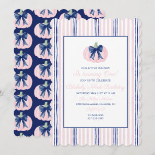 Invitation Preppy Grandmillennial Navy Notre Petit Citrouille
