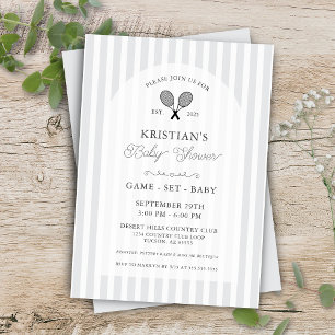 Invitation Preppy Light Grey Tennis Country Club Baby shower