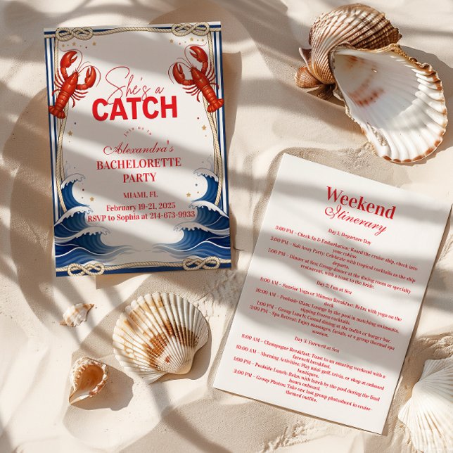 Invitation Preppy Lobster Seaside Bachelorette Party (Créateur téléchargé)