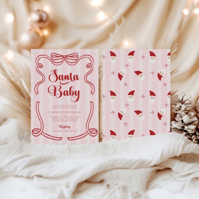 Invitation Preppy Loveshack Santa Baby Baby Shower  (Créateur téléchargé)