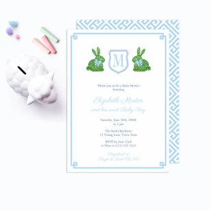 Invitation Preppy Monogramme Un Petit Garçon Fête Baby shower