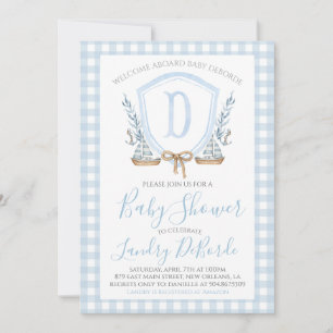 Invitation Preppy Nautical Blue Sailboat Baby shower