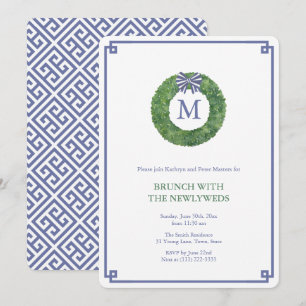 Invitation Preppy Navy Et Green Newlywes Brunch Party