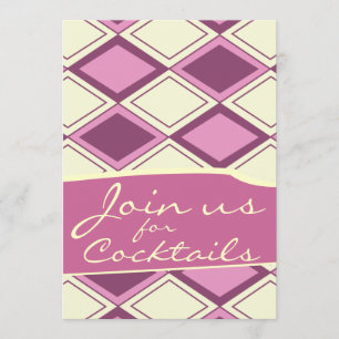 Invitation Preppy Pastel Jacquard rose Retro Motif moderne