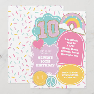 Invitation Preppy Patch 10e anniversaire