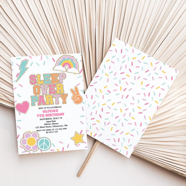 Invitation Préppy Patch Dormir sur Anniversaire (Créateur téléchargé)