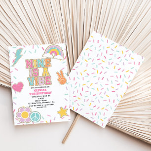 Invitation Preppy Patch Nine est un Vibe 9TH Birthday