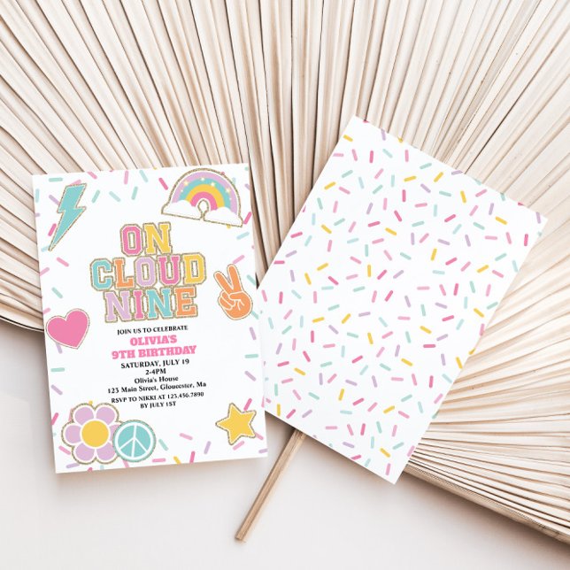 Invitation Preppy Patch Sur Cloud Neuf 9E Anniversaire (Créateur téléchargé)
