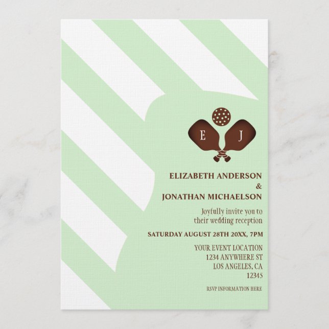 Invitation Preppy Pickleball Stripes Wedding Reception (Devant)