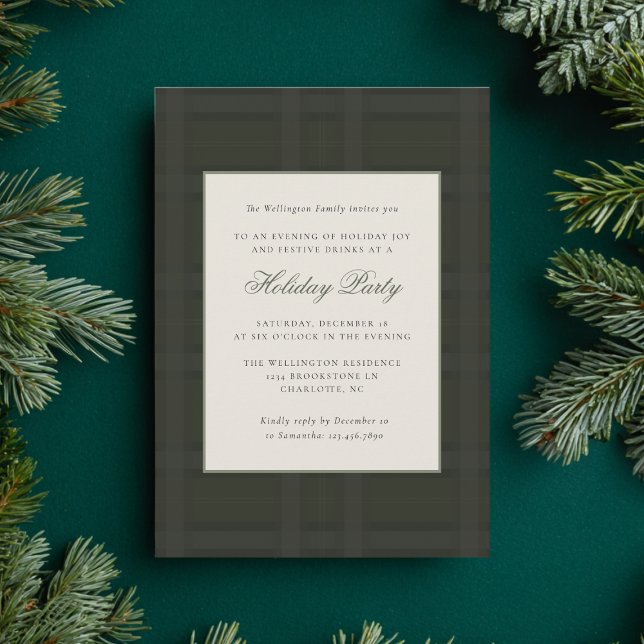 Invitation Preppy Plaid Festive Christmas Holiday Party  (Créateur téléchargé)