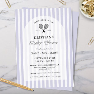 Invitation Preppy Purple Tennis Country Club Baby shower