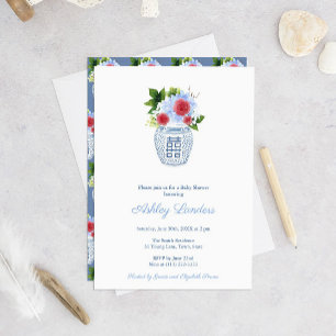 Invitation Preppy Red White Boy Baby shower Party