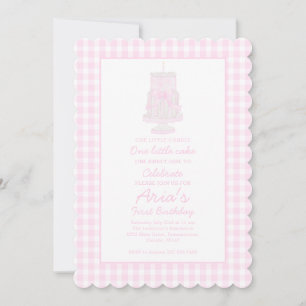 Invitation Preppy rose Anniversaire gâteau Premier anniversai
