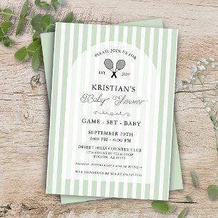 Invitation Preppy Soft Green Tennis Country Club Baby shower