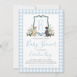 Invitation Preppy Southern Blue Boy Baby shower Chien