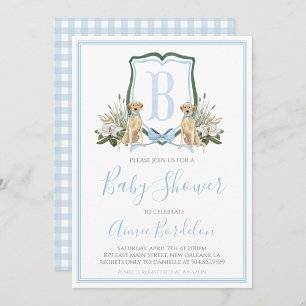 Invitation Preppy Southern Blue Boy Baby shower Chien