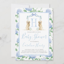 Preppy Southern Blue Boy Baby shower Chien