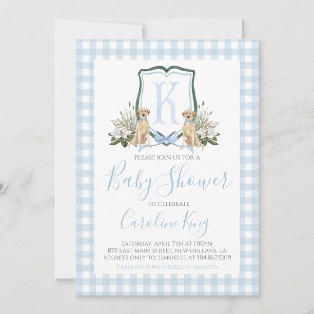 Invitation Preppy Southern Blue Boy Baby shower Chien (Créateur téléchargé)