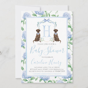 Invitation Preppy Southern Blue Boy Baby shower Chien