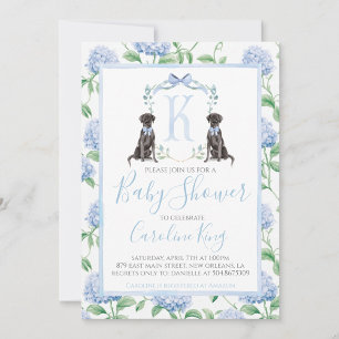 Invitation Preppy Southern Blue Boy Baby shower Chien