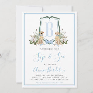 Invitation Preppy Southern Blue Boy Baby shower Chien
