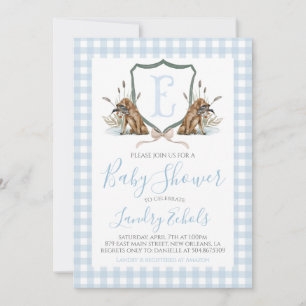 Invitation Preppy Southern Blue Boy Duck Chien Baby shower