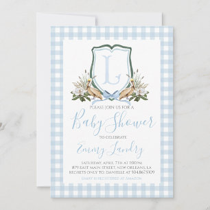 Invitation Preppy Southern Blue Boy Pelican Baby shower