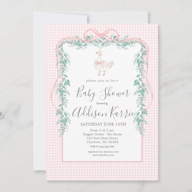Invitation Preppy Southern silly goose baby shower invite (Devant)
