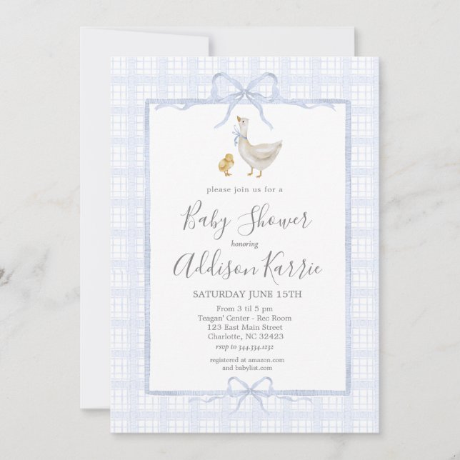 Invitation Preppy Southern silly goose boy baby shower invite (Devant)