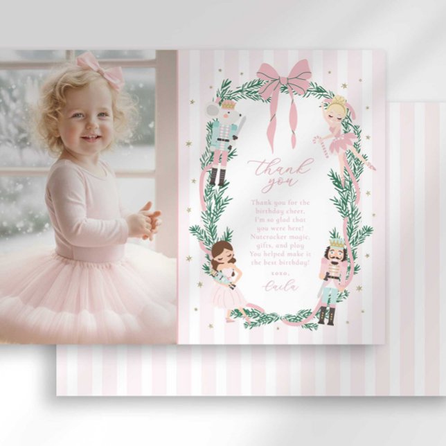 Invitation Preppy Stripe Bow Nutcracker Ballet Thank You Card (Créateur téléchargé)