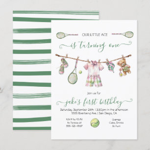 Invitation Preppy Tennis Boy Anniversaire tournant un
