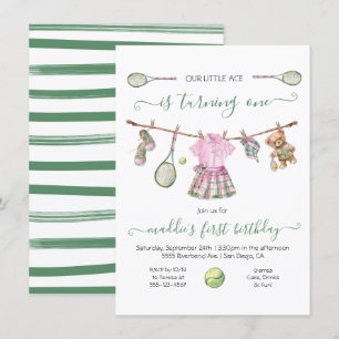 Invitation Preppy Tennis Girl Anniversaire tournant un