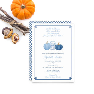 Invitation Preppy Twin Boys Citrouille Automne Baby shower Pa