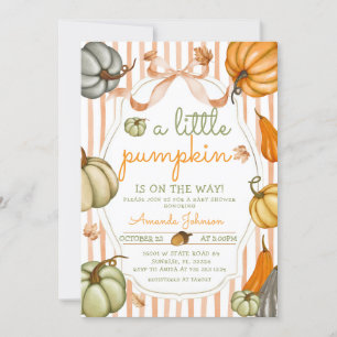 Invitation Preppy Un petit Citrouille est en route Baby showe