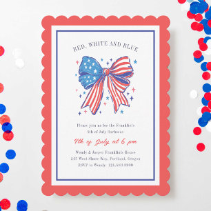 Invitation Preppy USA Flag Bow 4 juillet Party