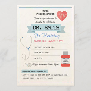 Invitation Prescription du docteur Dr Retiring Party Médicale