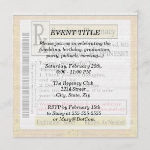 Invitation Prescription RX Funny Happy