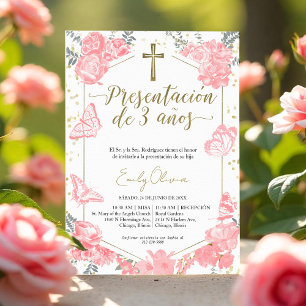 Invitation Presentación 3 años Papillon d'invitation espagnol