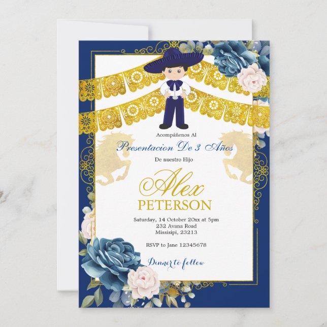 Invitation Presentación niño de tres años invitación (Devant)