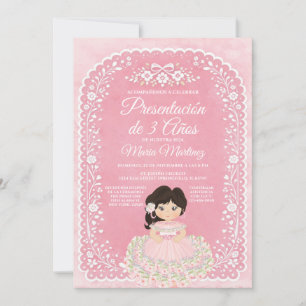 Invitation Présentation de 3 Ans Fille Espagnole Talavera Ros