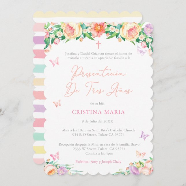 Invitation Présentation de la troisième fille, Presentación 3 (Devant / Derrière)