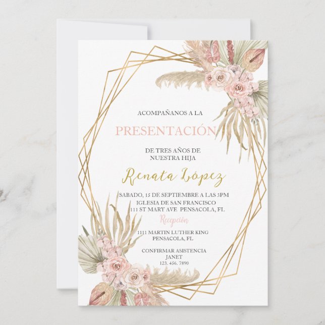 Invitation Présentation de trois ans  (Devant)