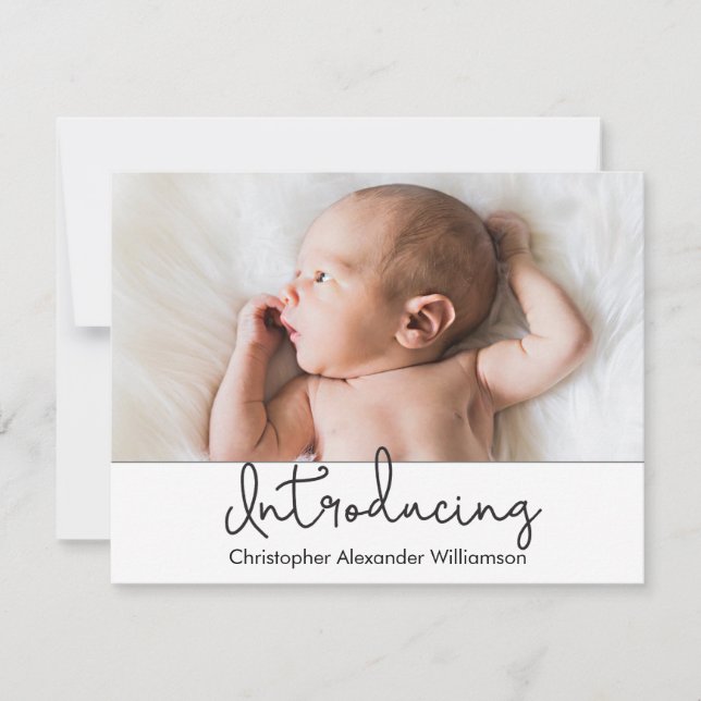 Invitation Présentation moderne de Script Baby Boy Photo (Devant)