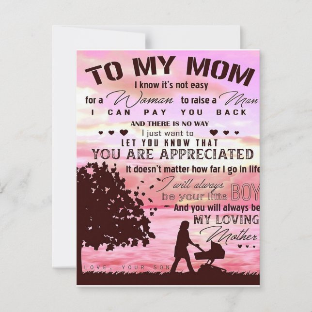 Invitation Présenté Spécial Pour Maman | Lettre à ma mère | (Devant)