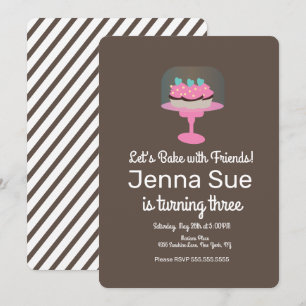 Invitation Présentoir à gâteau pour fête d'anniversaire de 3